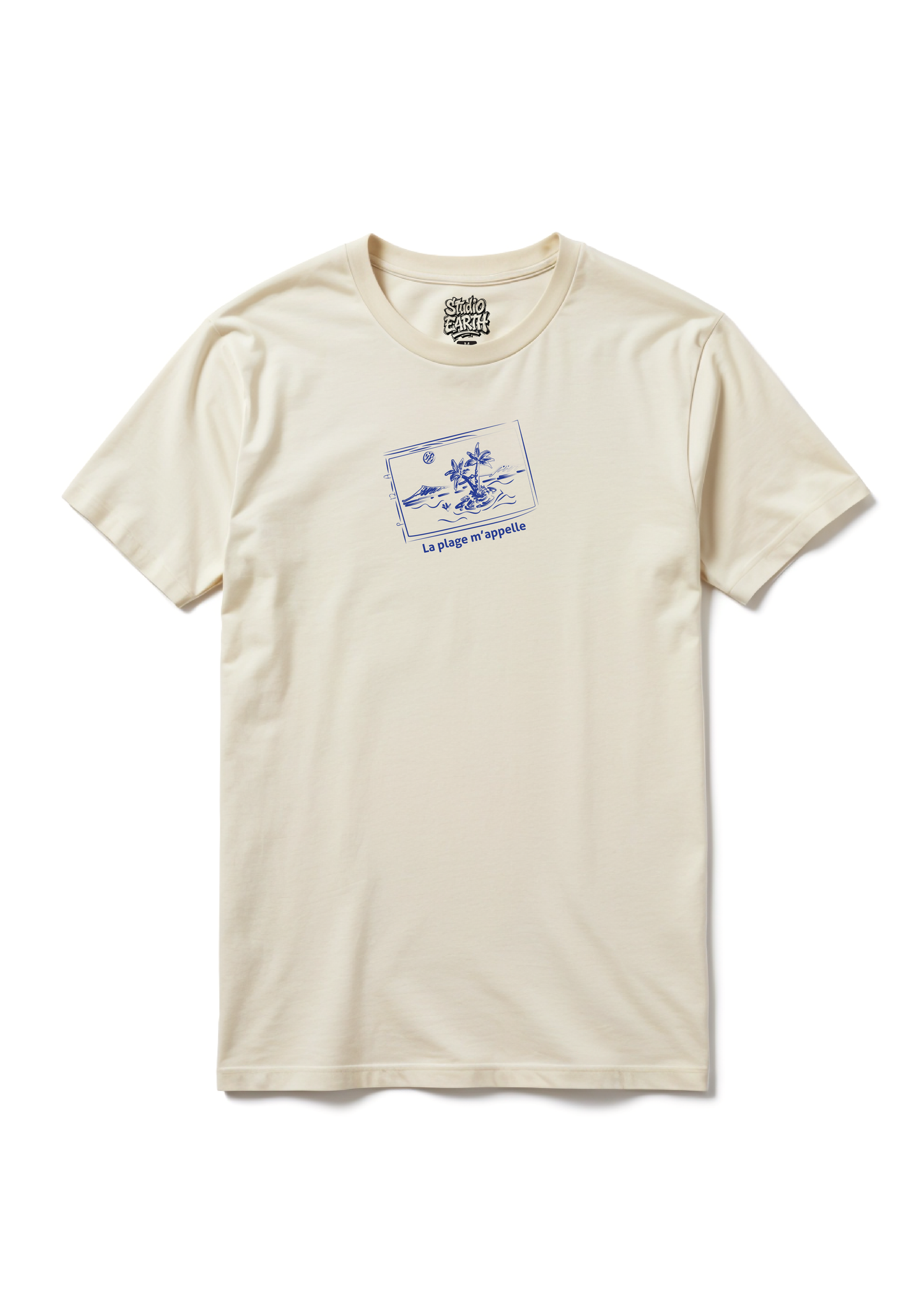 Minimalist Line-Art Graphic T-Shirt – Blue Sketch Streetwear Tee for Men