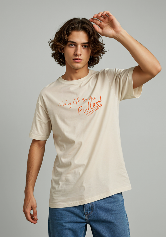 “Living Life to the Fullest” Script T-Shirt – Motivational Streetwear for Men