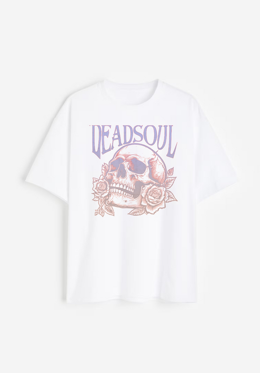 Deadsoul Skull T-Shirt – Gothic Grunge Skull & Roses Graphic