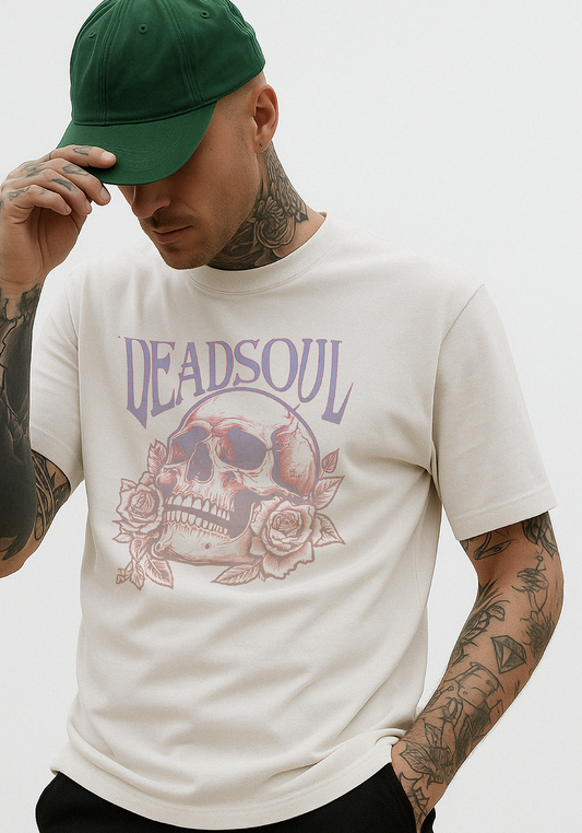Deadsoul Skull T-Shirt – Gothic Grunge Skull & Roses Graphic