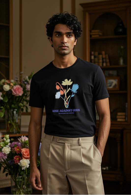 Rise Against Odds T-Shirt – Motivational Wildflower Graphic